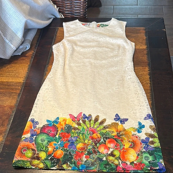 Desigual White Floral Lace Dress size 42 so US 8-10 - Picture 6 of 10